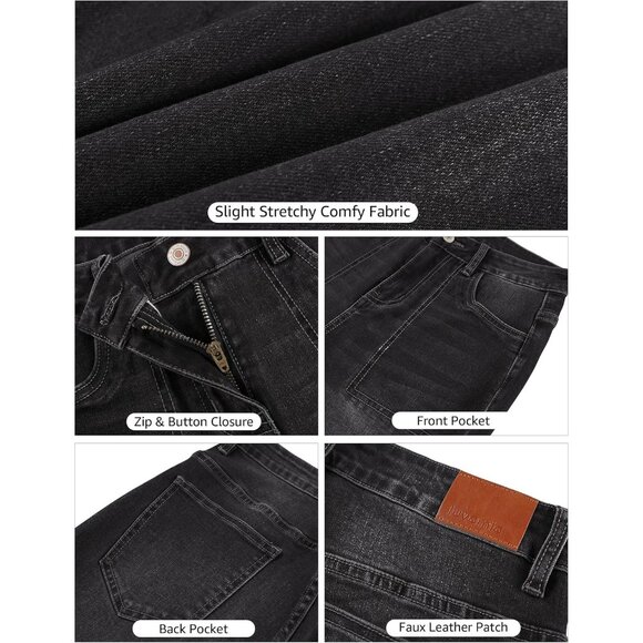 Bootcut Jeans Women High Waisted Stretch Denim Patch Pockets Casual - Picture 5 of 7